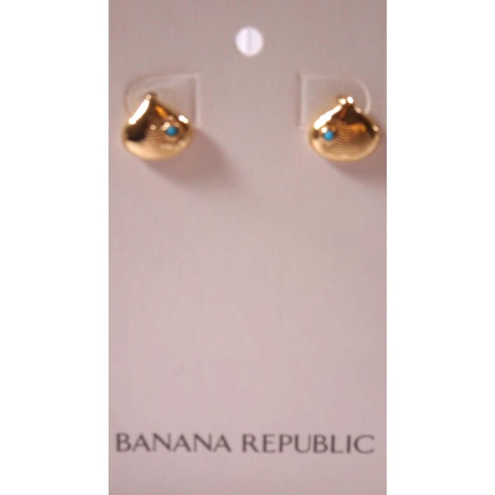 Banana Republic Women's Textured Seashell Turq Dot Stud Earrings NWT 45
